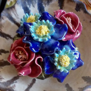 Purple and blue Ceramic Flowers